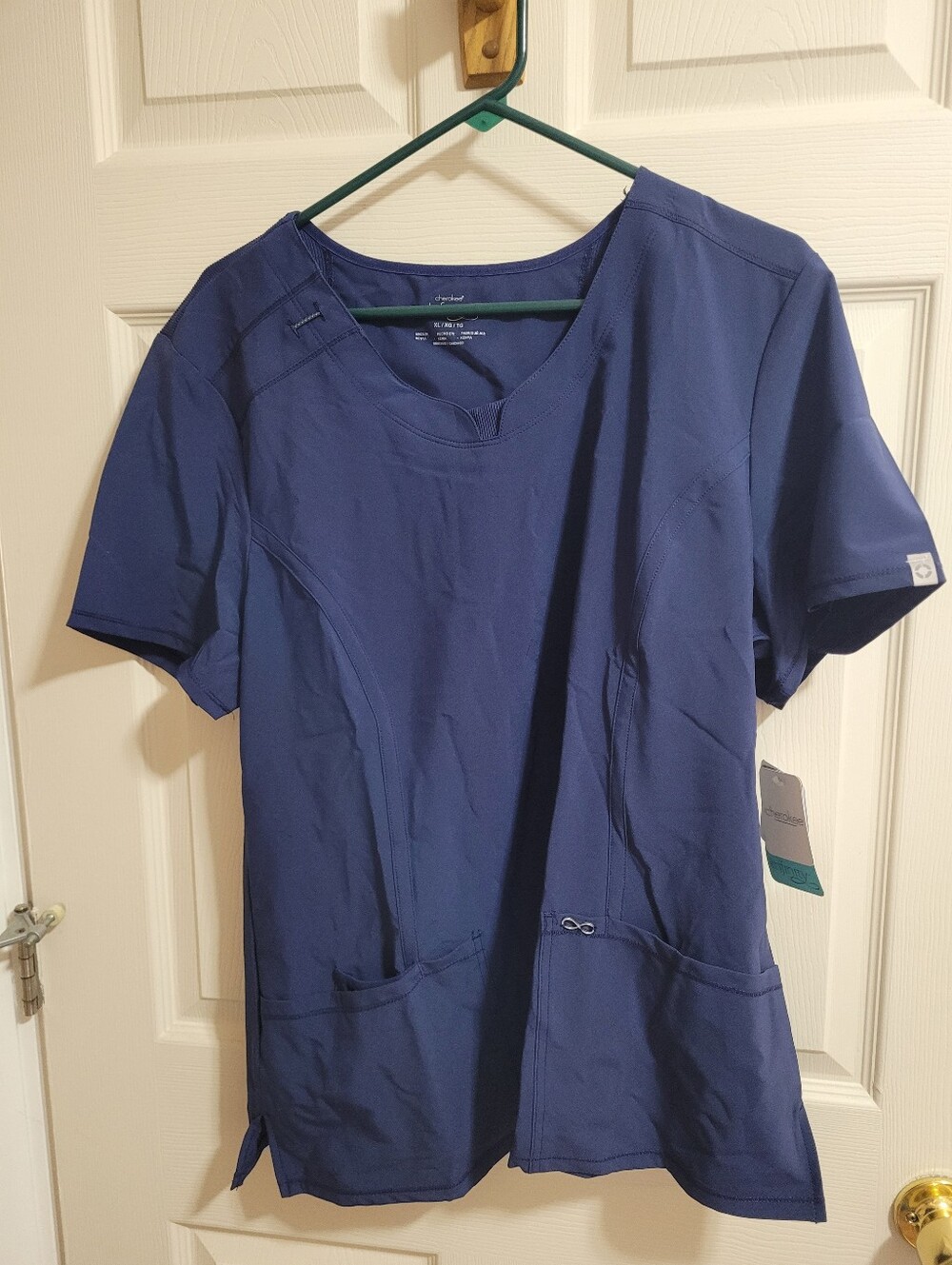 Cherokee Infinity Women's Navy Short Sleeve V-Neck Scrub Top